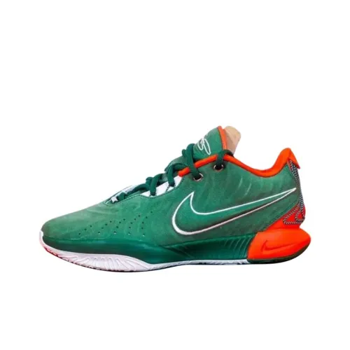 Nike Lebron 21 Slip Resistant Low Top Basketball Shoes Men's Green Orange