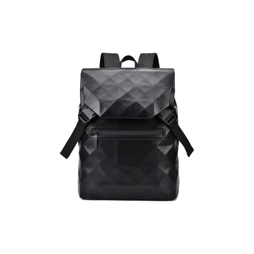 Deli Bear Oxford Diamond Grid Travel Computer Backpack Regular Men's Black