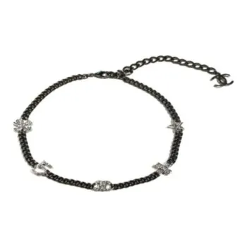 CHANEL Metal Necklaces Women's Black