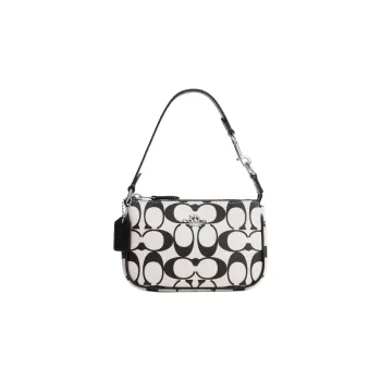 COACH Nolita Leather Shoulder Bag Mini Women's Black White