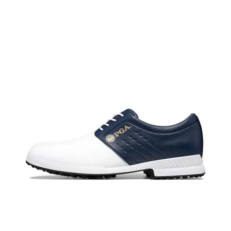 PGA Abrasion Resistant Slip Resistant Low Top Golf Shoes Men's White Navy Blue-0