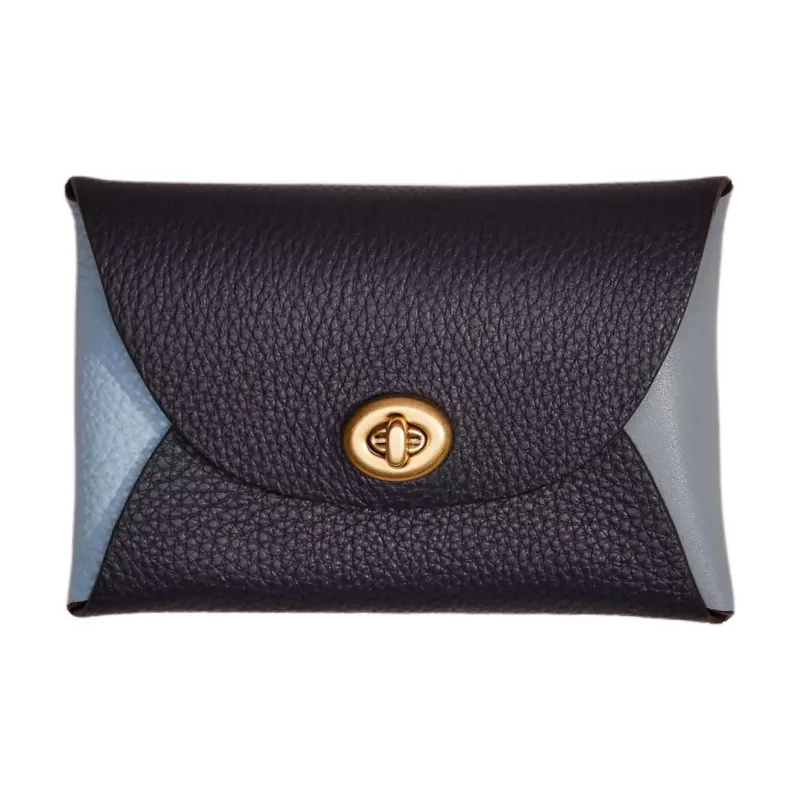 COACH Pouch Leather Coin Purse Wallet Clutch Women's Blue-0