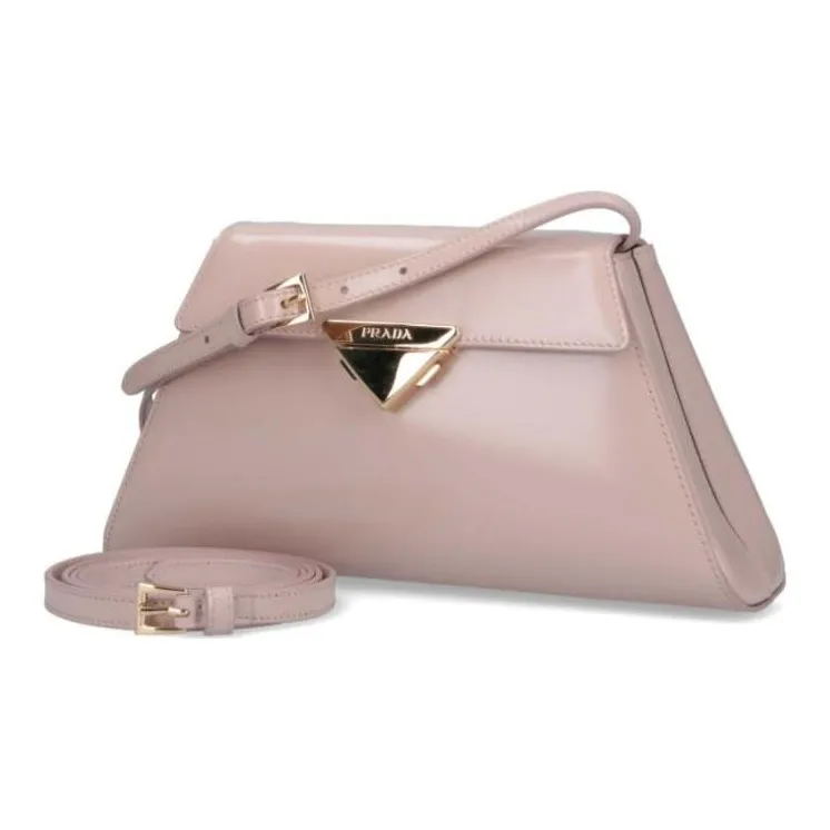PRADA Leather Shoulder Bag, Crossbody Bag, Handbag Medium Size Women's Pink-1