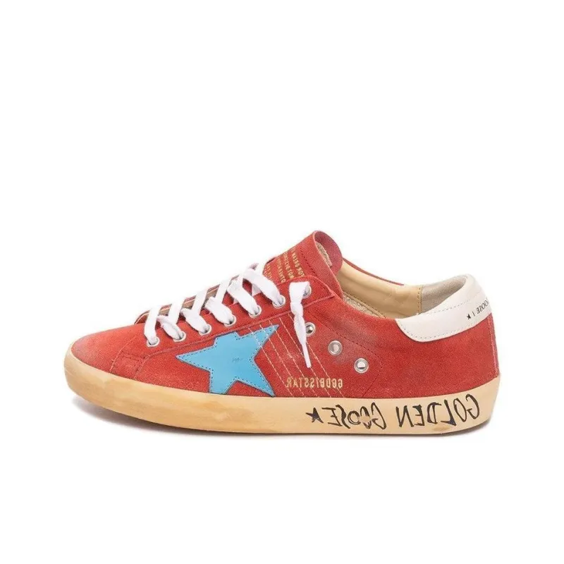 Golden Goose Super-Star Low-Top Skateboard Shoes Men's Red Vintage Version-0