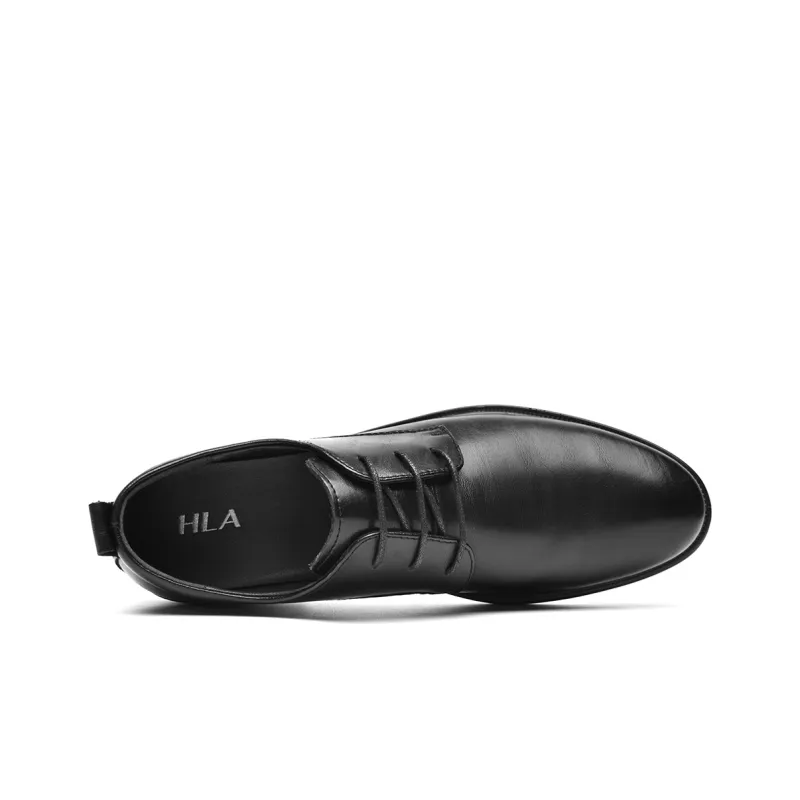 HLA Dress Shoes Men Low Top Black-2