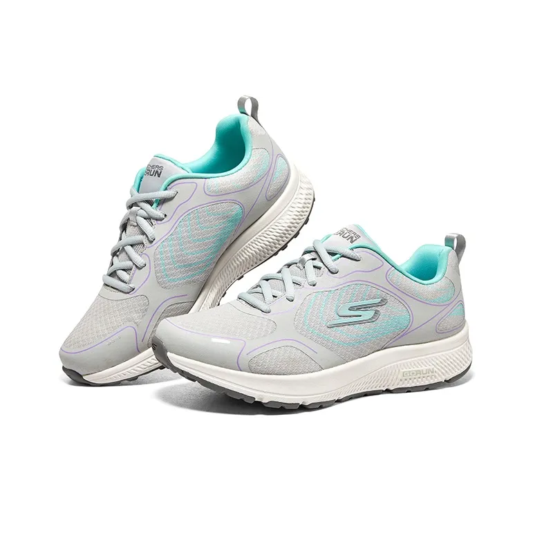 Skechers Go Run Consistent Cushioning Wear Resistant Low Top Casual Running Shoes Women's Gray Blue-3