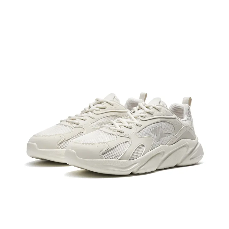 XTEP Cushioning, Wear Resistant Low Top Chunky Sneakers Men's Tea White-3