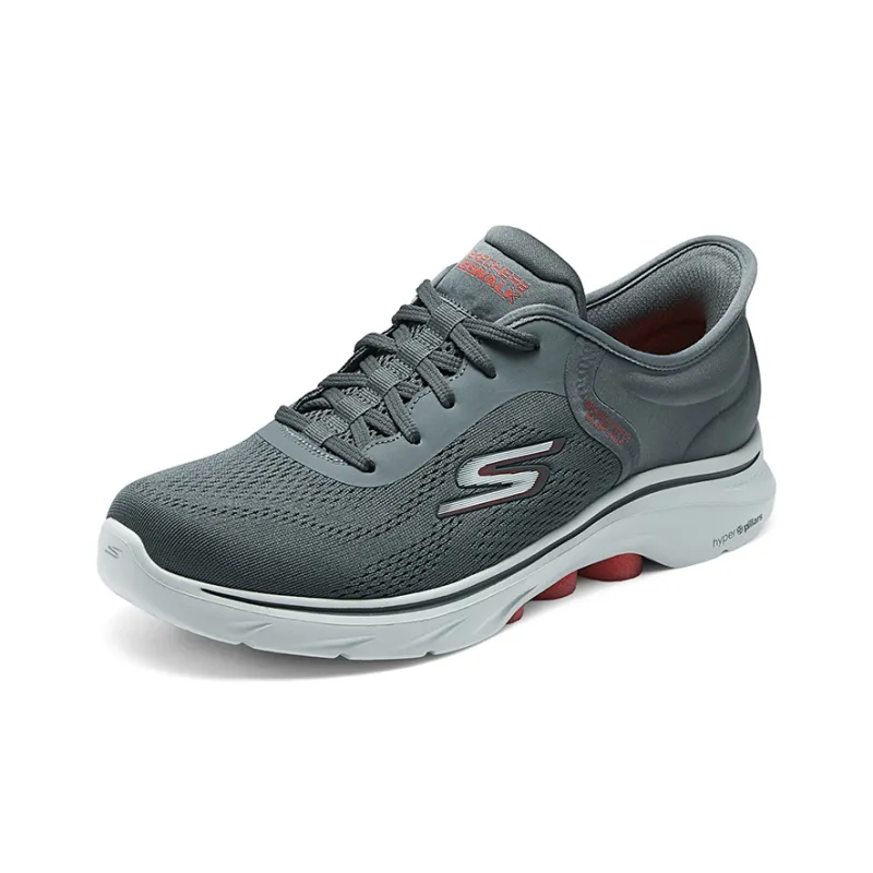 Skechers GO WALK 7 Cushioning, Wear Resistant Low Top Running Shoes Men's Gray Red-2