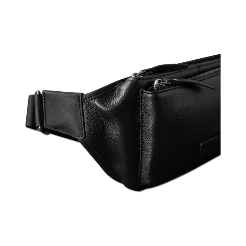 Back Step Cow Leather Crossbody Bag, Sling Bag, Backpack, Fanny Pack Regular Unisex Black-3