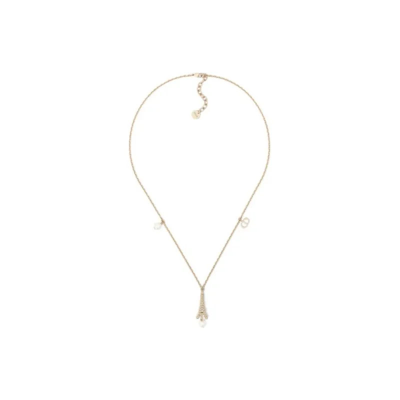 DIOR Resin Pearl Metal Necklaces Women's Gold-0