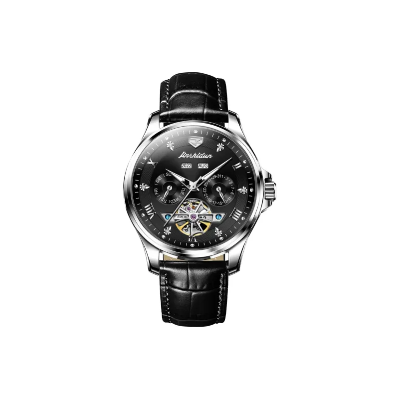 Jin Shi Dun Artisan Collection Fashion Business Men's Watch Box Automatic Mechanical Movement Men's Watches Black Dial-4