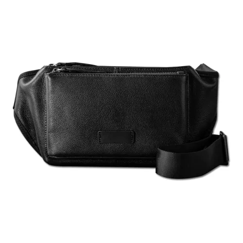 Back Step Cow Leather Crossbody Bag, Sling Bag, Backpack, Fanny Pack Regular Unisex Black