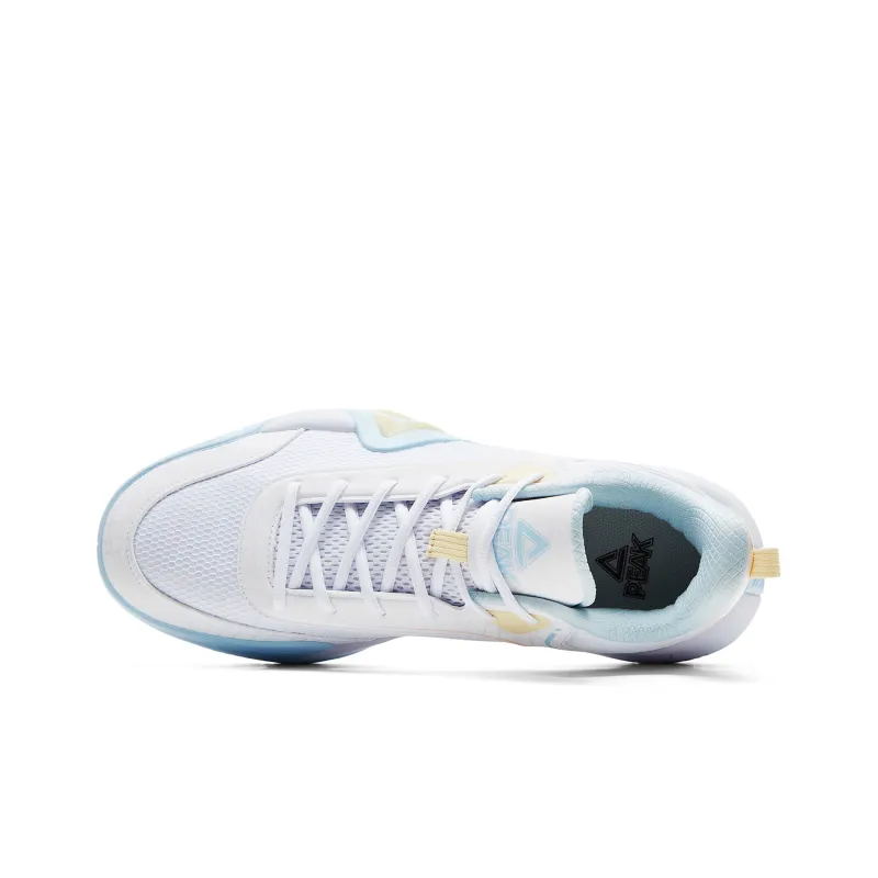 PEAK Sharp Marks Basketball Shoes Men Low Top All White Fine Blue-3