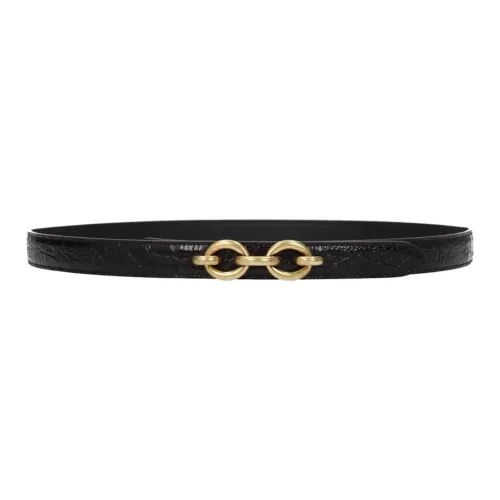 SAINT LAURENT Logo Identification Leather Belts Women's Brown
