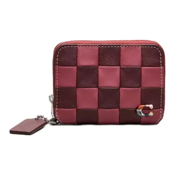 COACH Zip Around Leather Coin Purses Wallets Women's Rogue Red With Cherry Red Accents