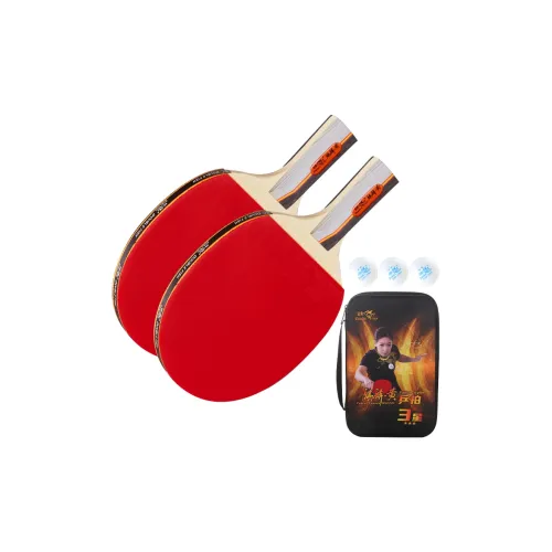 DOUBLEFISH Qilin Style Ping Pong Paddles Unisex Pure Wood Red
