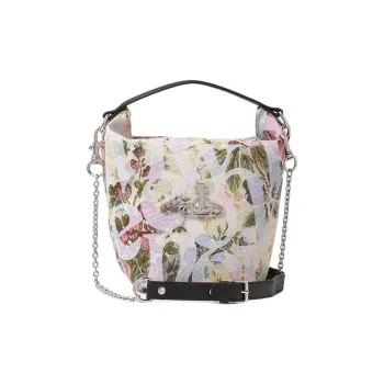 Vivienne Westwood SALLY Canvas With Leather Bucket Bag Handbag Shoulder Bag Crossbody Bag Unisex Light Purple