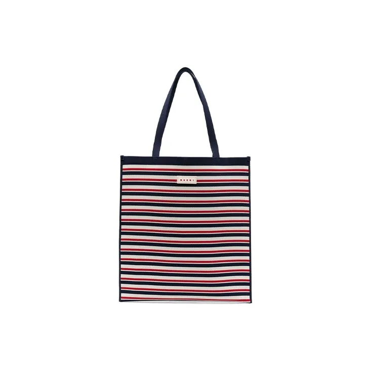 MARNI Polyester Tote Bag, Shopping Bag, Handbag Men's Red & White & Blue-0