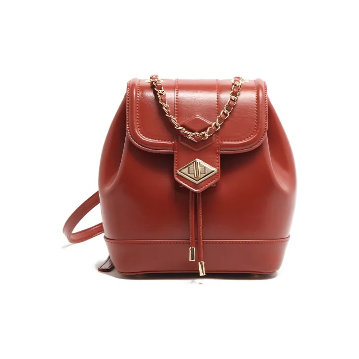 MICOCAH PU Handbag, Backpack, Backpack Medium Size Women's Warm Beige Apricot/Coral Red/Jet Black Jade-4