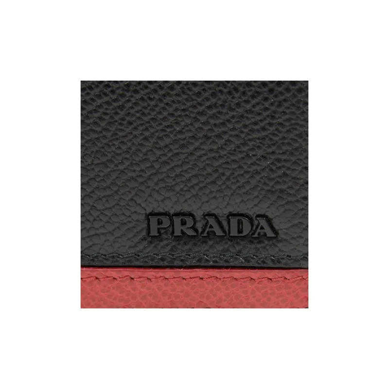 PRADA Cow Leather Wallet Men's Black & Red-5