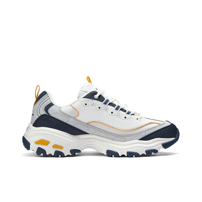 Skechers D'LITES 1.0 Cushioning Wear Resistant Low Top Casual Shoes Men's White Gray Yellow-1