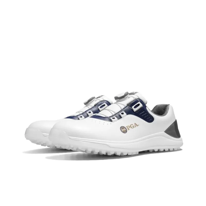 PGA Anti Slip Wear Resistant Low Top Golf Shoes Men's White Black Blue-1