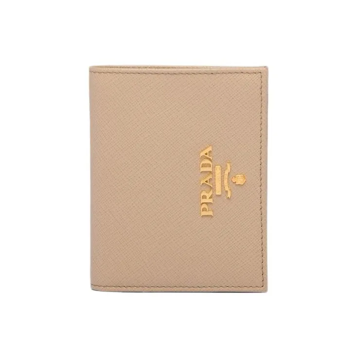PRADA Saffiano Leather Wallet Women's Stone Color & Cornflower Blue-0