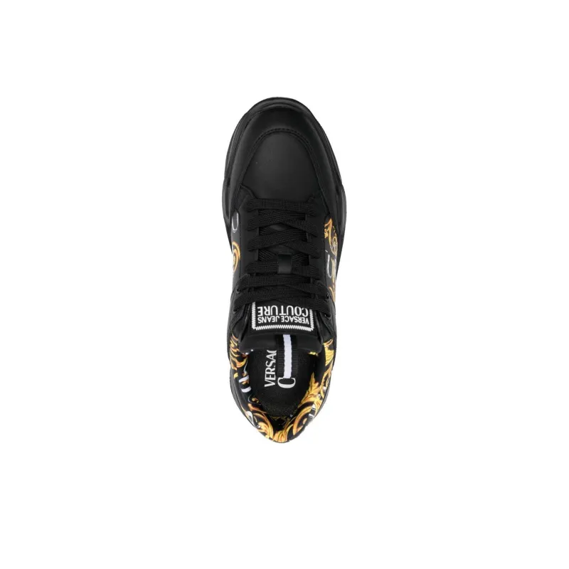 VERSACE JEANS Low Top Skateboard Shoes Men's Black-4