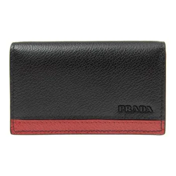 PRADA Cow Leather Wallet Men's Black & Red