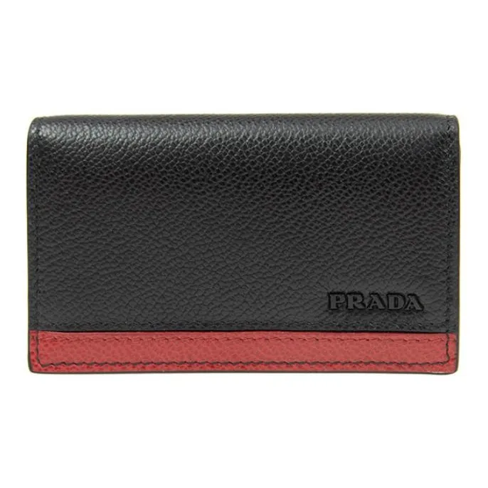 PRADA Cow Leather Wallet Men's Black & Red-0