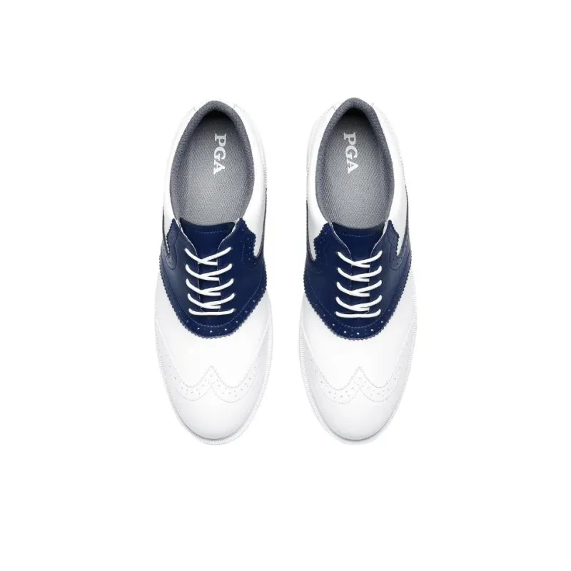 PGA Anti-Slip Wear-Resistant Low-Top Golf Shoes Men's White Blue-2