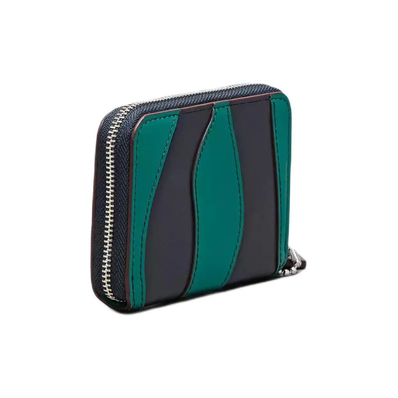 Coachtopia Genuine Leather Wallet Women's Midnight Navy With Green Accents-1