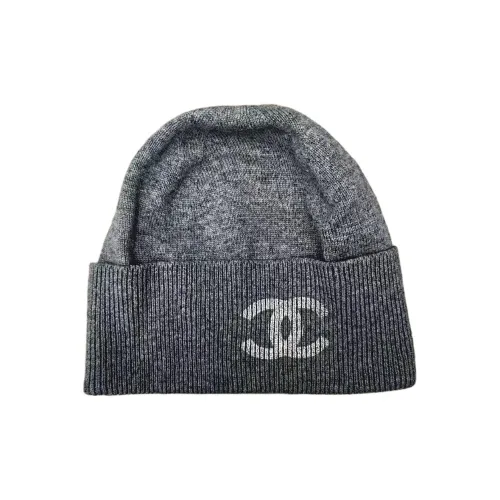 CHANEL Cashmere Beanies Unisex Gray