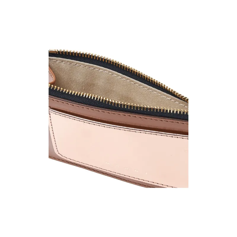 MARNI Calfskin Wallets Card Holders Women's Brown & Light Pink-9