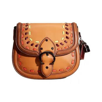 COACH Beat Glove Tanning Saddle Bag Shoulder Bag Crossbody Bag Medium Size Women's Brown