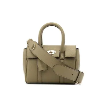 Mulberry Bayswater Genuine Leather One Shoulder Handbags Mini Women's Khaki Green