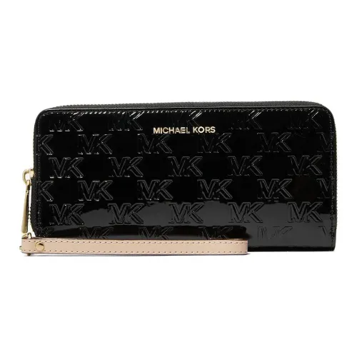 MICHAEL KORS Patent Leather Wallet Large Size Women's Black