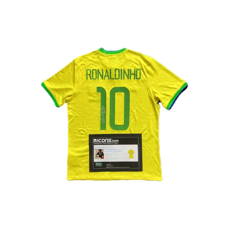 ICONS.com Xiao Luo Brazil 22-23 Jersey Includes Certification Certificate Not Framed Ronaldinho Football Jerseys-0