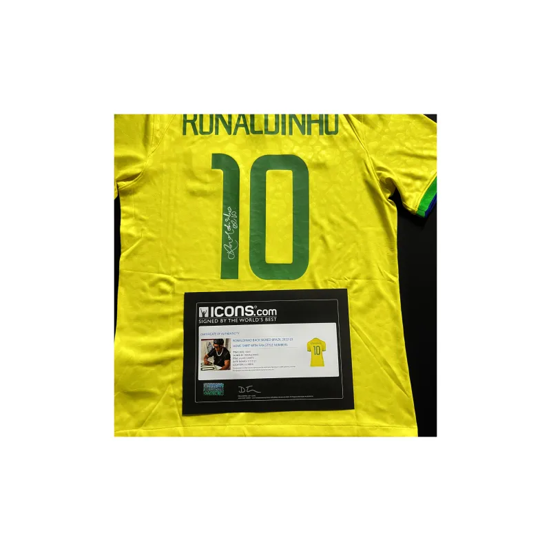 ICONS.com Xiao Luo Brazil 22-23 Jersey Includes Certification Certificate Not Framed Ronaldinho Football Jerseys-2