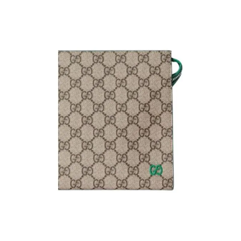 GUCCI Canvas Clutch Men's Green & Beige-6