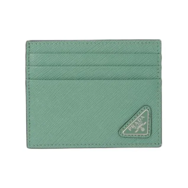 PRADA Saffiano Leather Card Holder Men's Gray Green-0