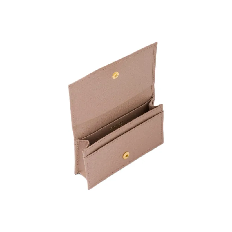 PRADA Saffiano Leather Card Holder Wallet Women's Pink-3