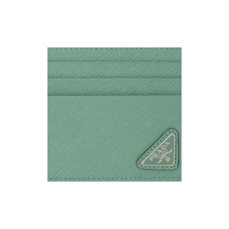 PRADA Saffiano Leather Card Holder Men's Gray Green-3
