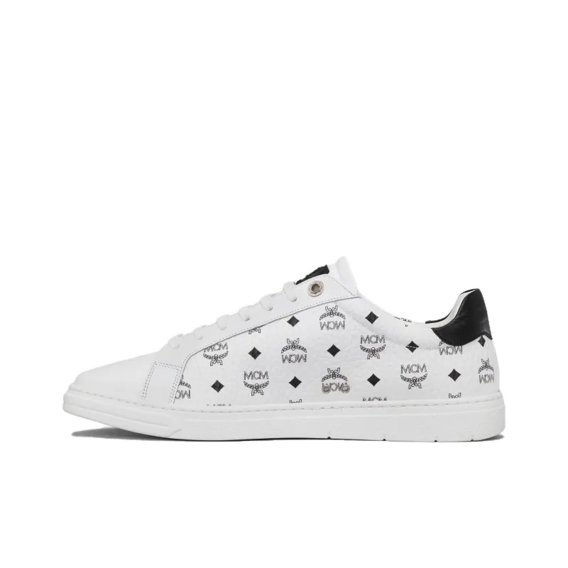 MCM Low Top Stylish Skateboarding Shoes Men's White-0