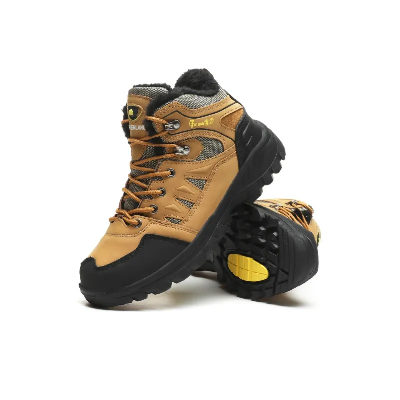 GESENLANG Cushioning Lightweight Warm Mid Top Outdoor Shoes Men's Brown-3