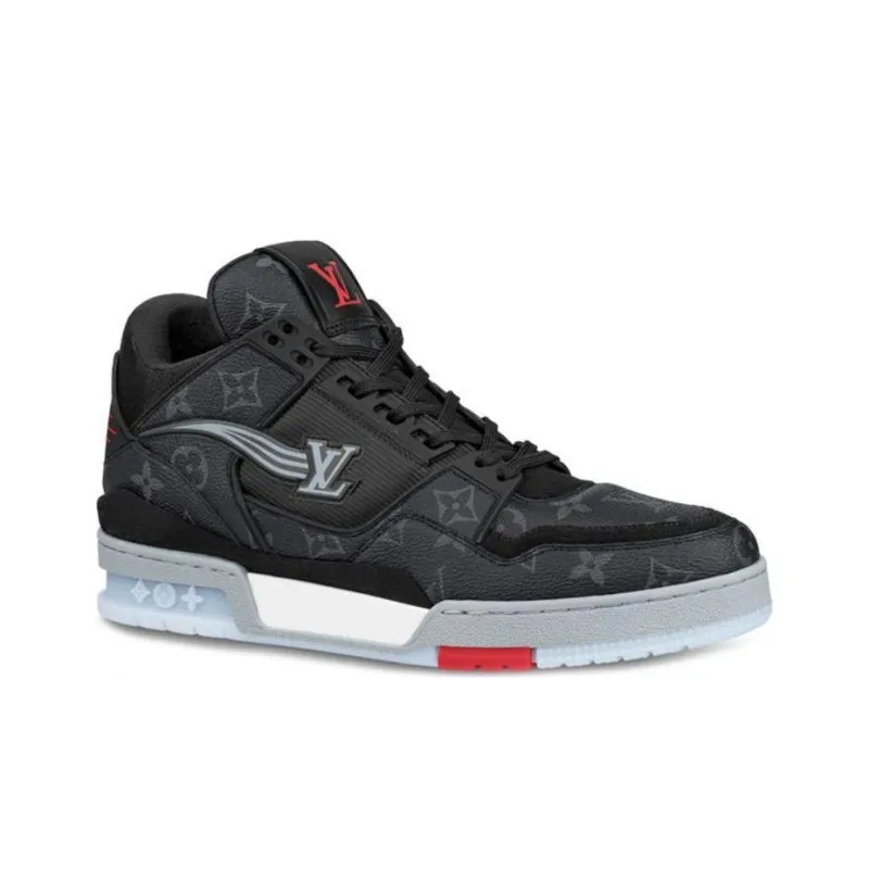 LOUIS VUITTON Trainer Sneakers 'Black Monogram Red'-1