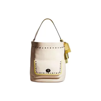 COACH Legacy Glove Tanning Bucket Bags Shoulder Bags Handbags Large Size Women's Cream White