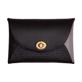 COACH Pouch Leather Coin Purse Wallet Clutch Women's Black & Gray