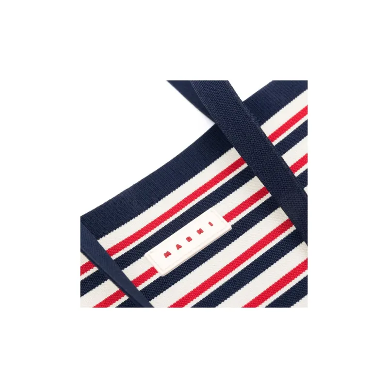 MARNI Polyester Tote Bag, Shopping Bag, Handbag Men's Red & White & Blue-2