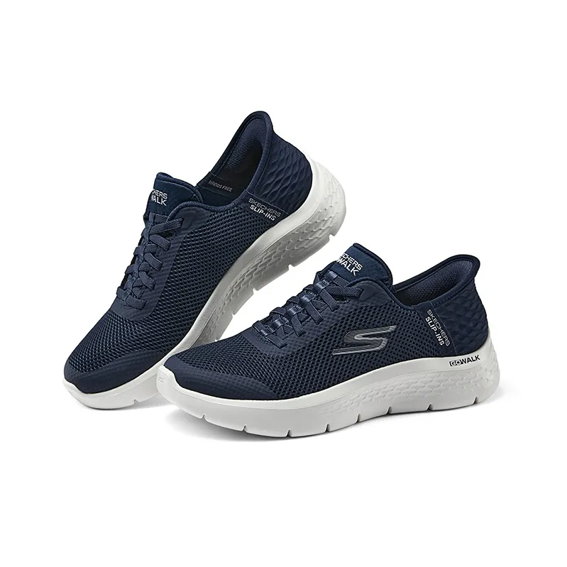 Skechers Go Walk Fle Cushioning Wear Resistant Mid Top Running Shoes Women's Blue White-3